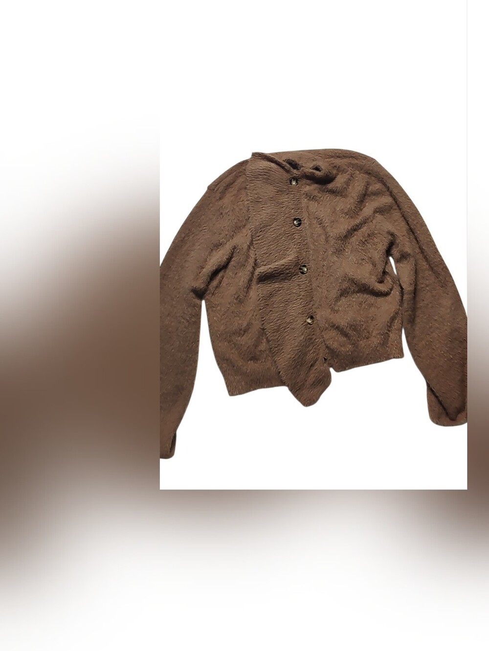 Brown SHEIN Dazy Button Front Fuzzy Casual Cardigan
